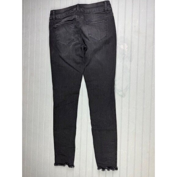SO Size 16 Womens Jeans Black Skinny Distress Raw Hem Low Rise Stretch - Picture 3 of 4